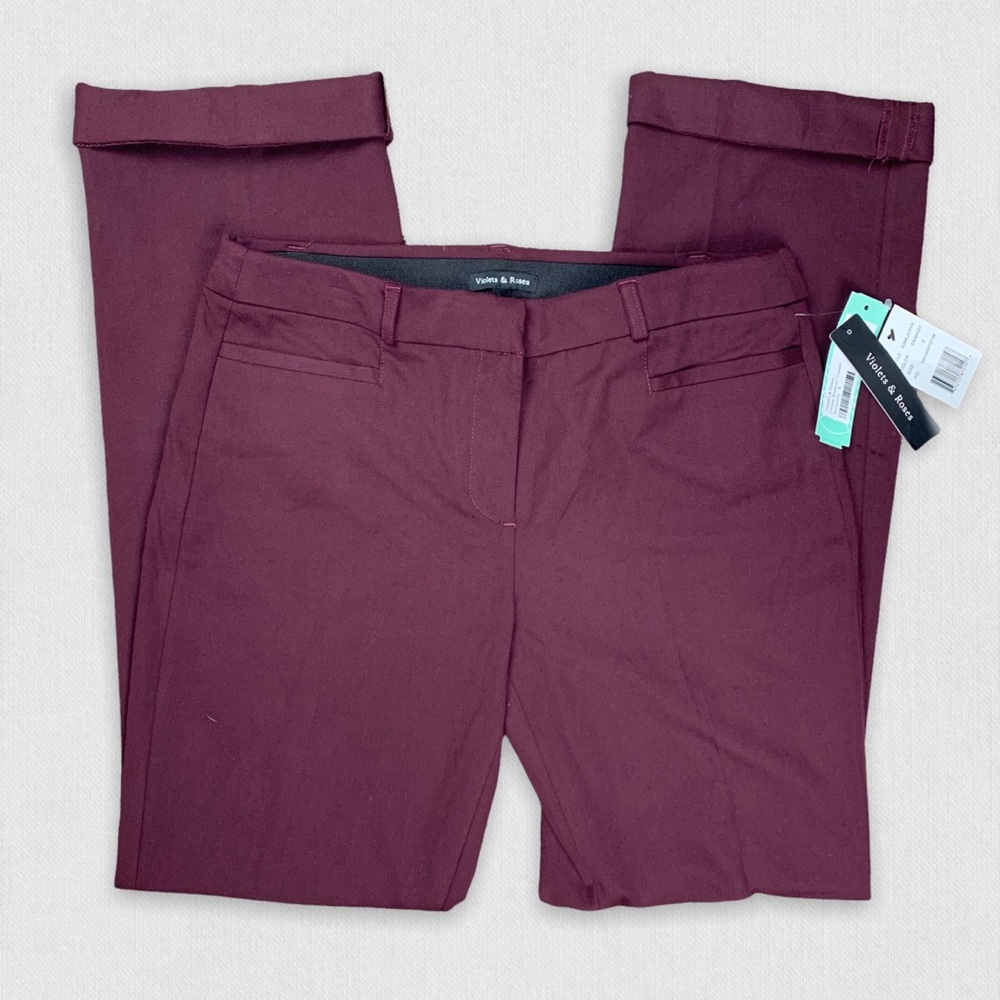 NWT Stitch Fix Violets & Roses Deana Bootcut Trouser in Burgundy Maroon size 6